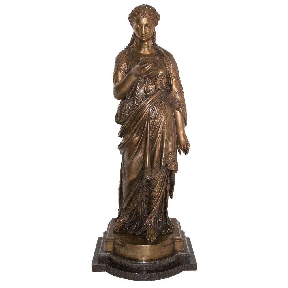 Bronze Sculpture “the Reader” By L. Grégoire, 1840–1890-photo-2