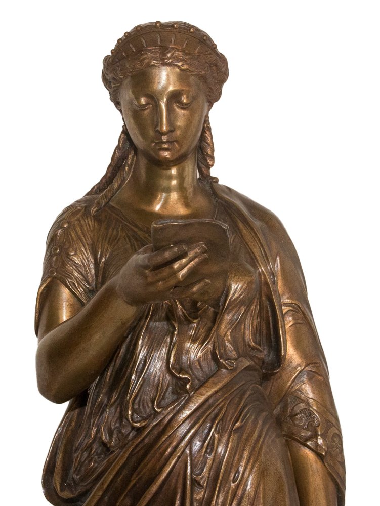 Bronze Sculpture “the Reader” By L. Grégoire, 1840–1890-photo-4