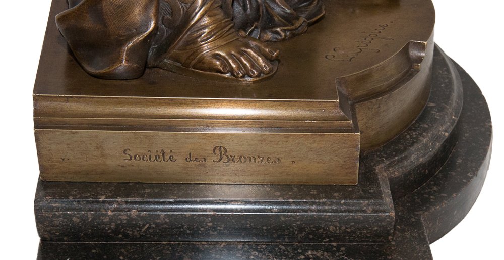 Bronze Sculpture “the Reader” By L. Grégoire, 1840–1890-photo-6