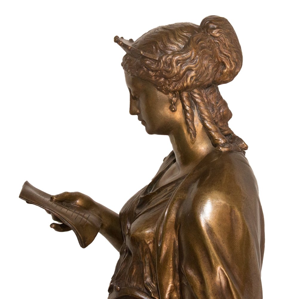Bronze Sculpture “the Reader” By L. Grégoire, 1840–1890-photo-7