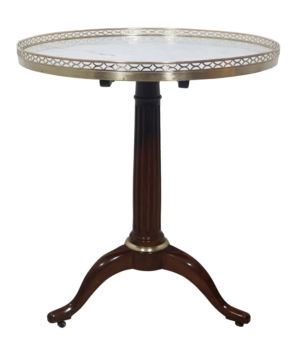 Swivel-top Mahogany Side Table, St. Louis XVI Style, Late 19th Century -photo-2