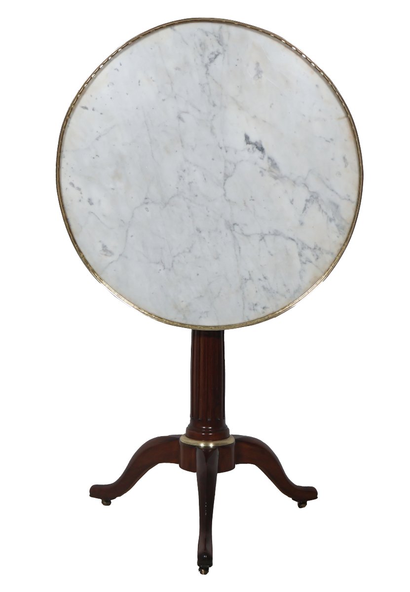 Swivel-top Mahogany Side Table, St. Louis XVI Style, Late 19th Century -photo-3