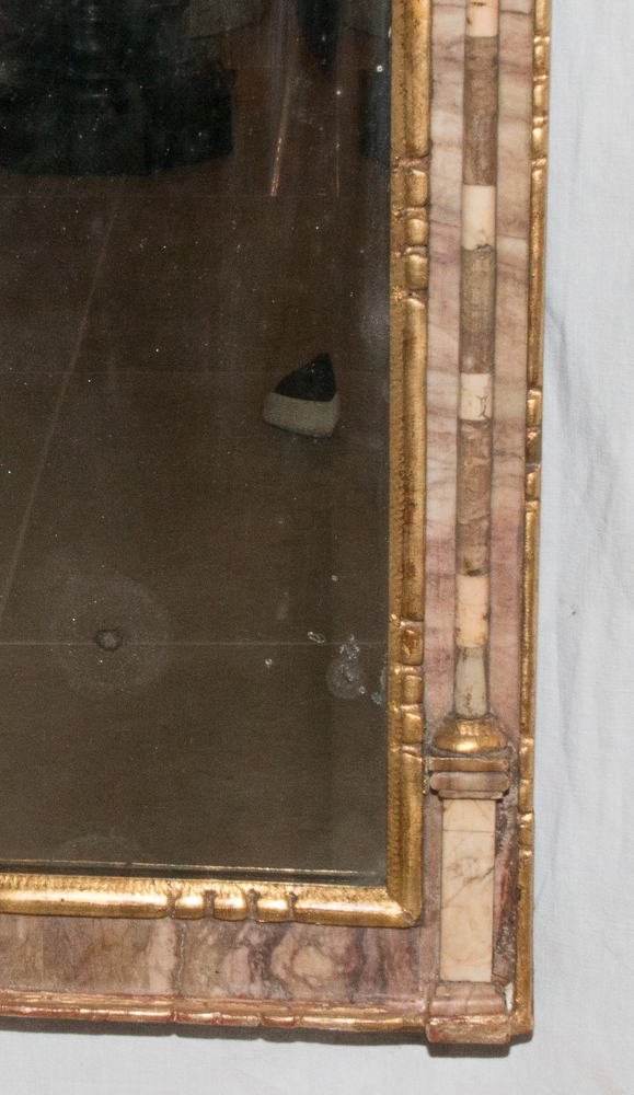 Miroir Italien En Bois Doré Et Marbre époque XVIIIe-photo-2