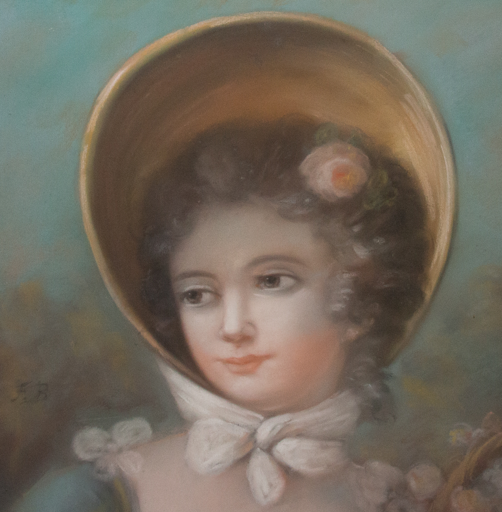 Portrait De Jeune Femme, Pastel époque XIXe Siècle-photo-1