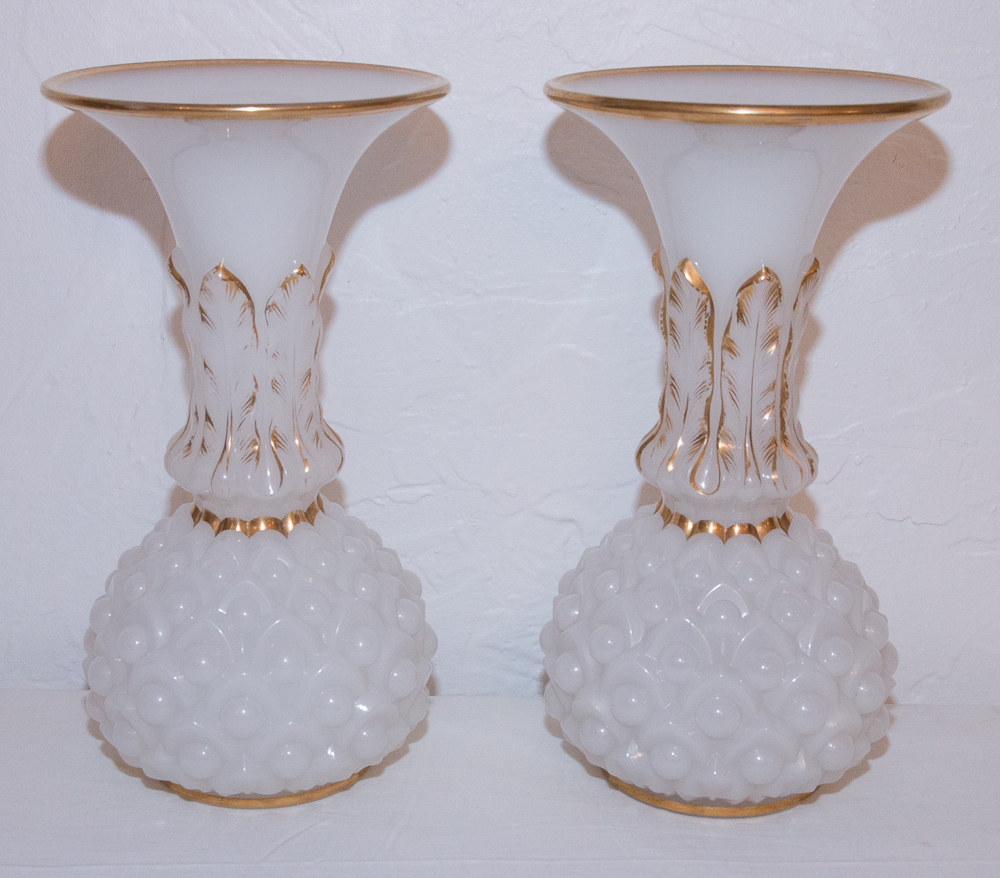 In Baccarat Opaline Vases Pair Circa 1850-photo-7