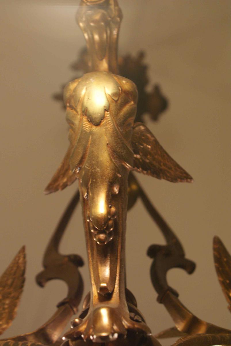 Bronze Chandelier With 3 Chimeras Napoleon III-photo-7