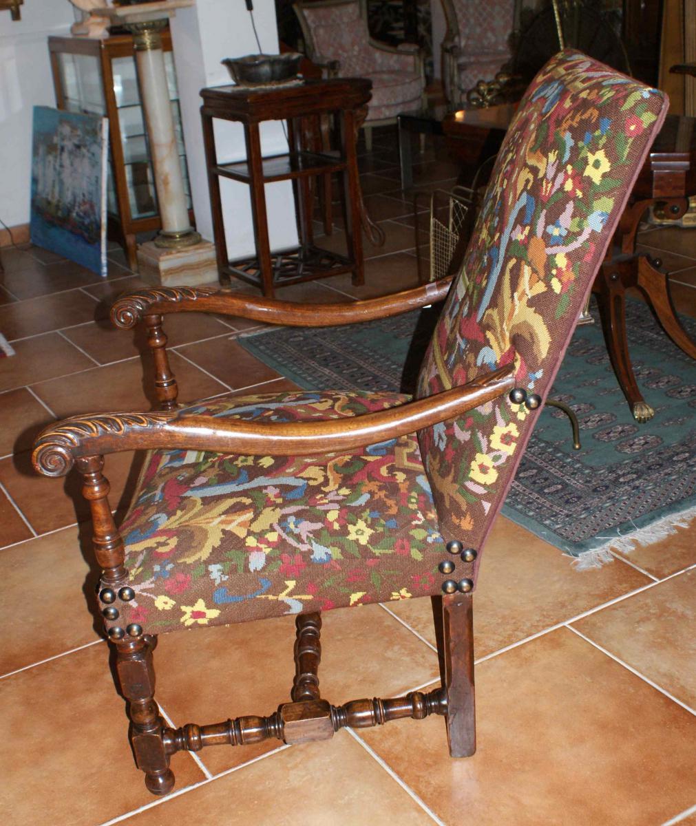 Pair Of 18th Century Armchairs Louis XIII-photo-2