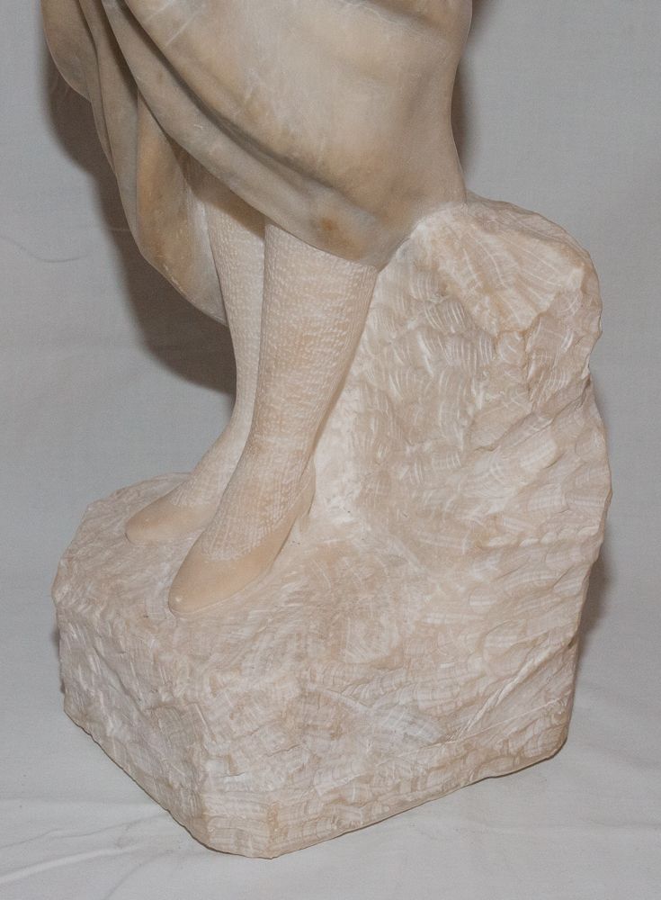 Girl With Bouquet In Alabaster Signed Pugi End Nineteenth-photo-7