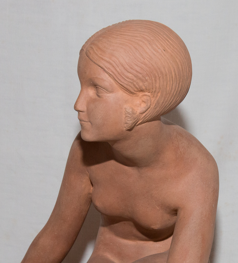 Terracotta, Young Woman And Her Greyhound Georges Coste Circa 1930-photo-6