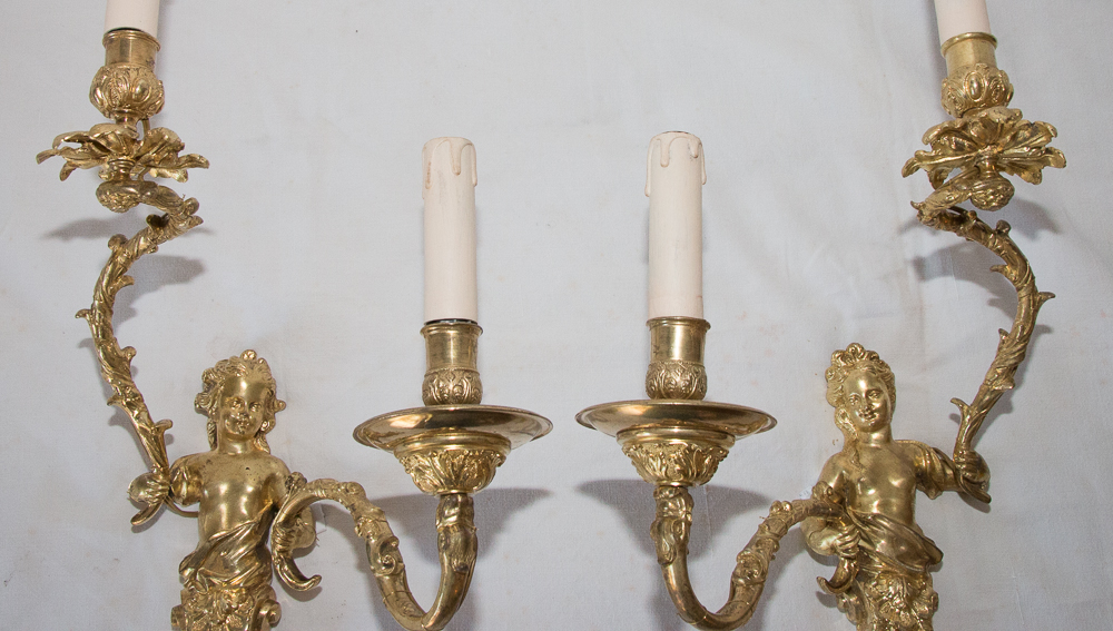 Pair Of Gilt Bronze Walls Late Nineteenth Century-photo-2