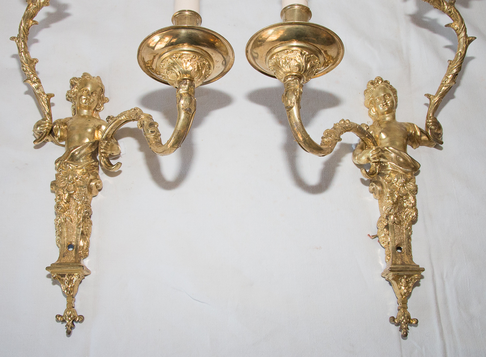 Pair Of Gilt Bronze Walls Late Nineteenth Century-photo-1