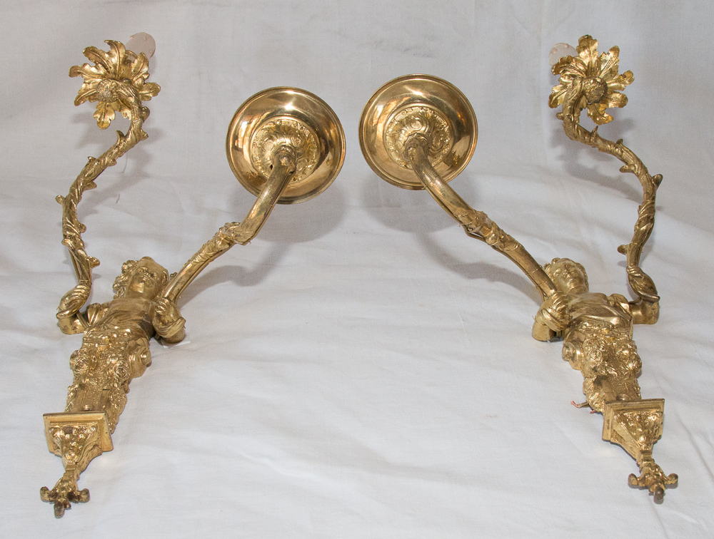 Paire d'Appliques En Bronze Doré Style Régence Circa 1870-photo-4