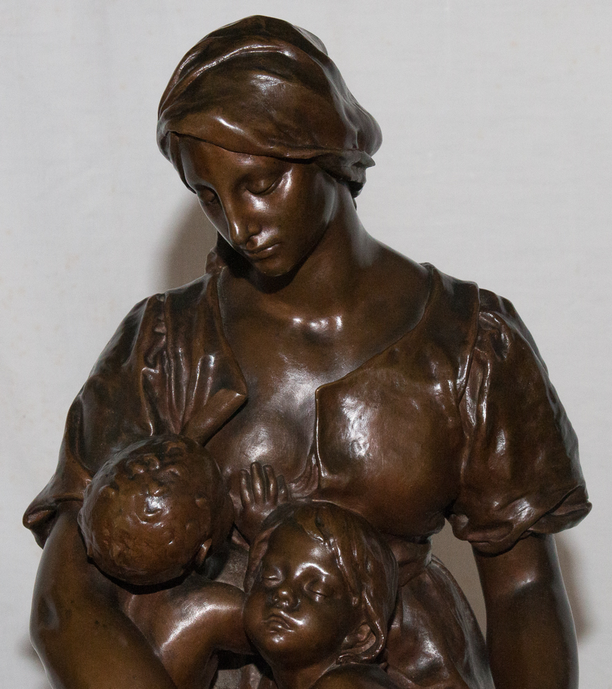 Bronze "maternity" Signed Paul Dubois 1829-1905-photo-2