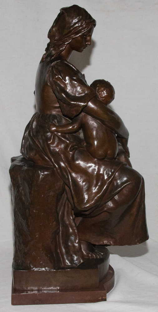 Bronze "maternity" Signed Paul Dubois 1829-1905-photo-4
