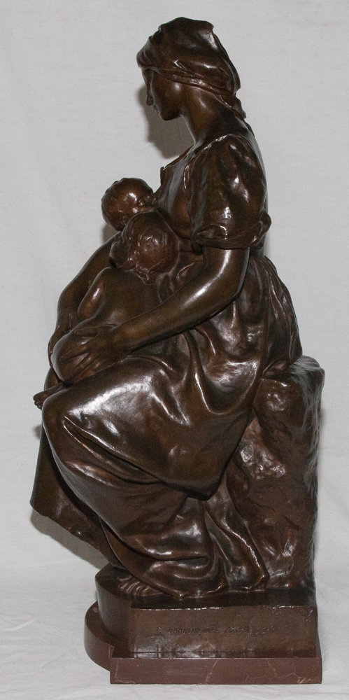 Bronze "maternity" Signed Paul Dubois 1829-1905-photo-1