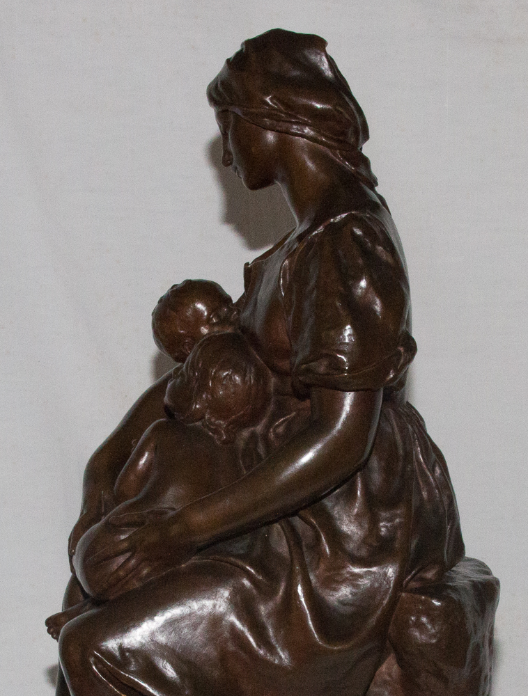 Bronze "maternity" Signed Paul Dubois 1829-1905-photo-5