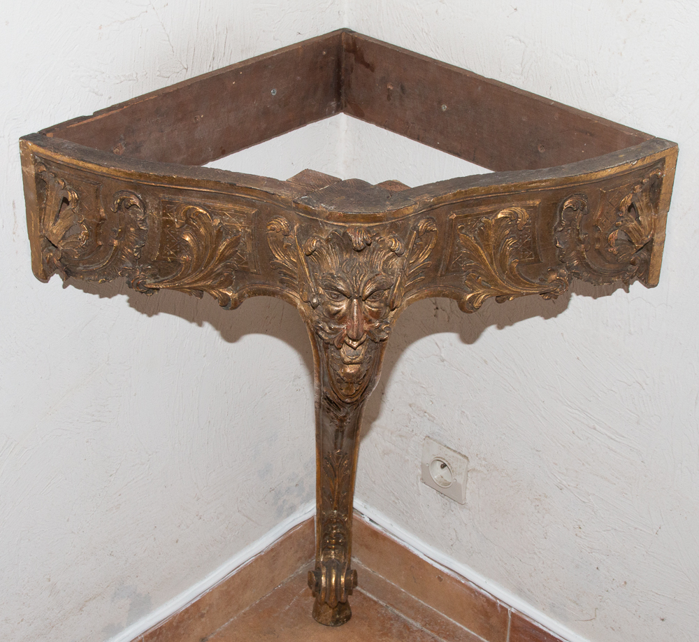 Console d'Angle En Bois Sculpté Et Doré époque Louis XV-photo-2