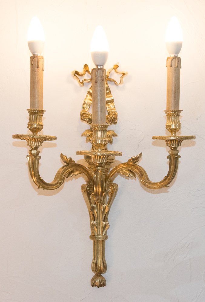 Pair Of Louis XVI Style Wall Sconces Circa 1880-photo-1