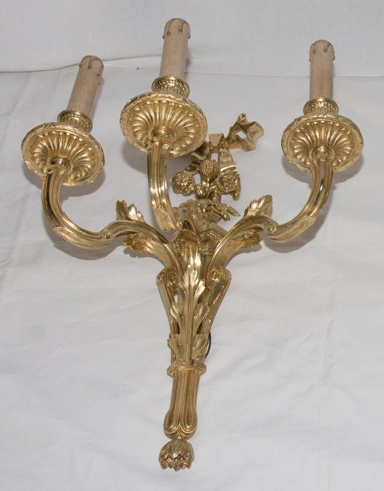 Pair Of Louis XVI Style Wall Sconces Circa 1880-photo-6