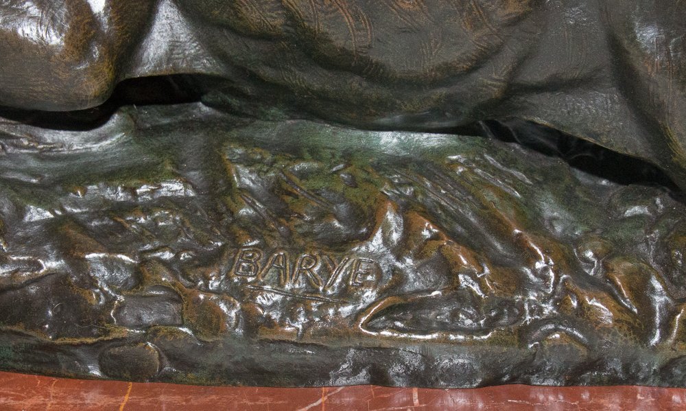 Barye Antoine-louis (1795-1875) Tigre Saisissant Un Paon -photo-3