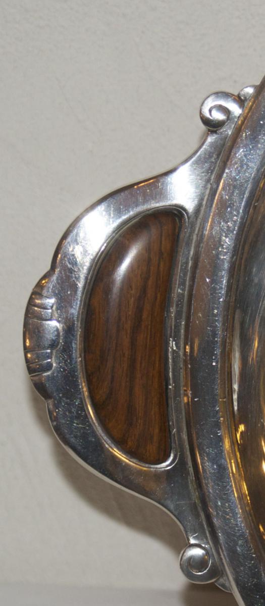 Tray Art Deco Bronze Silver And Rosewood-photo-3