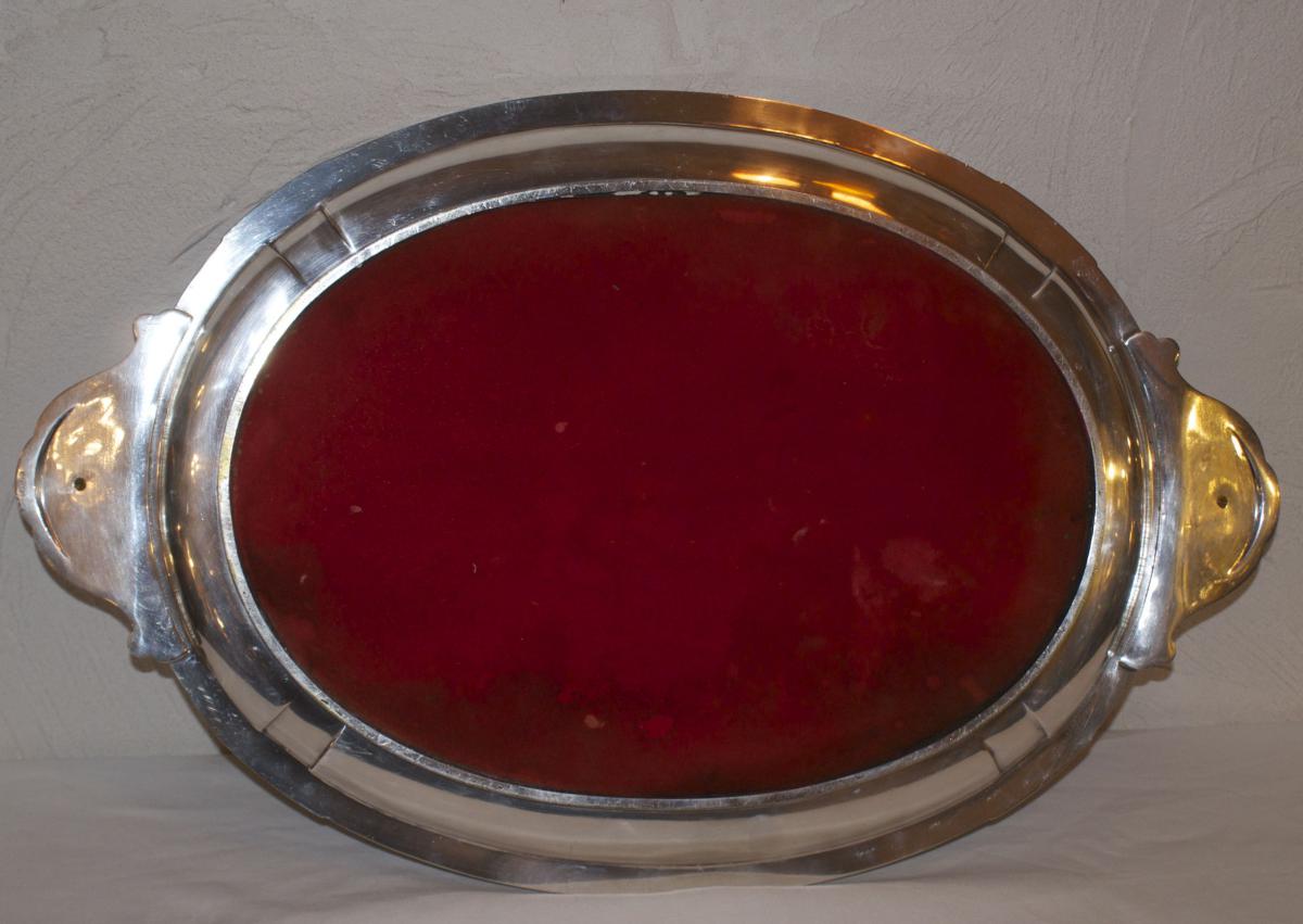 Tray Art Deco Bronze Silver And Rosewood-photo-1