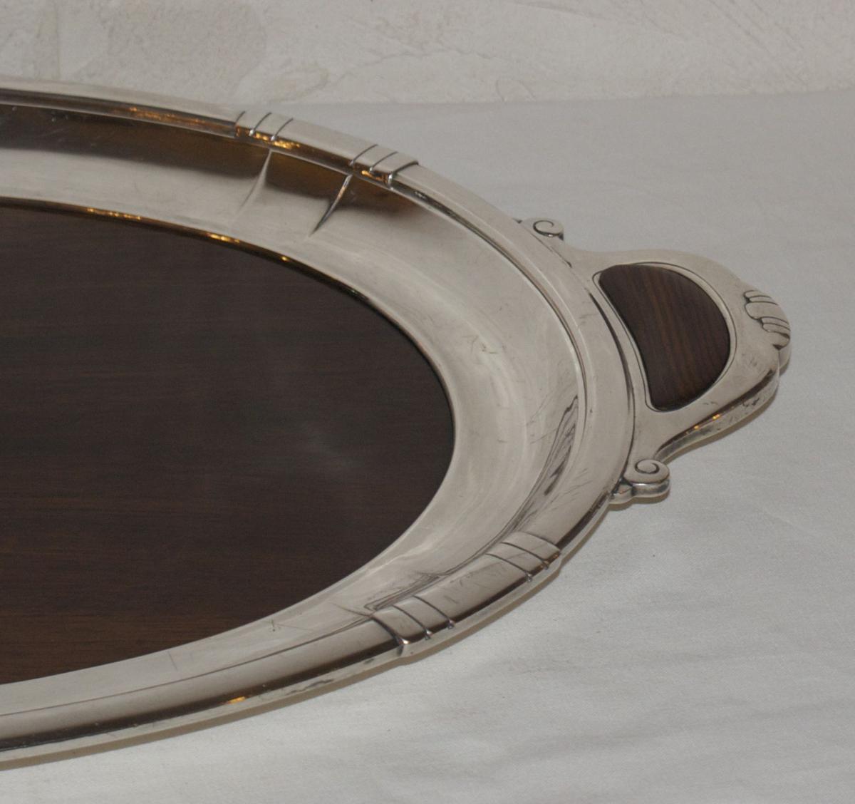 Tray Art Deco Bronze Silver And Rosewood-photo-4