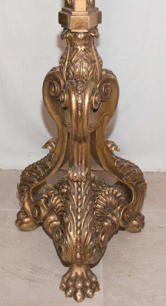 Grande Torchère En Bois Sculpté Et Doré Fin XIXe Siècle-photo-1