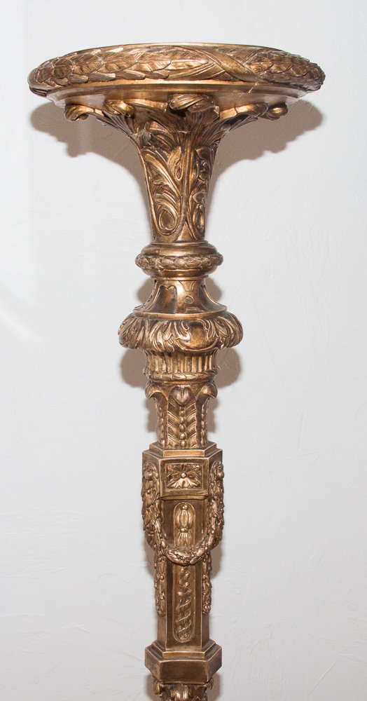 Large Torchère Carved Wood And Gilded End Nineteenth Century-photo-3
