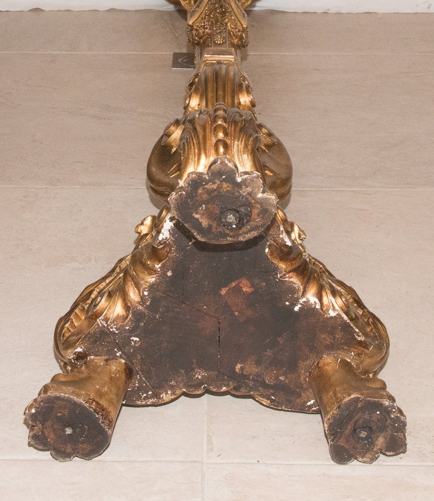 Grande Torchère En Bois Sculpté Et Doré Fin XIXe Siècle-photo-8