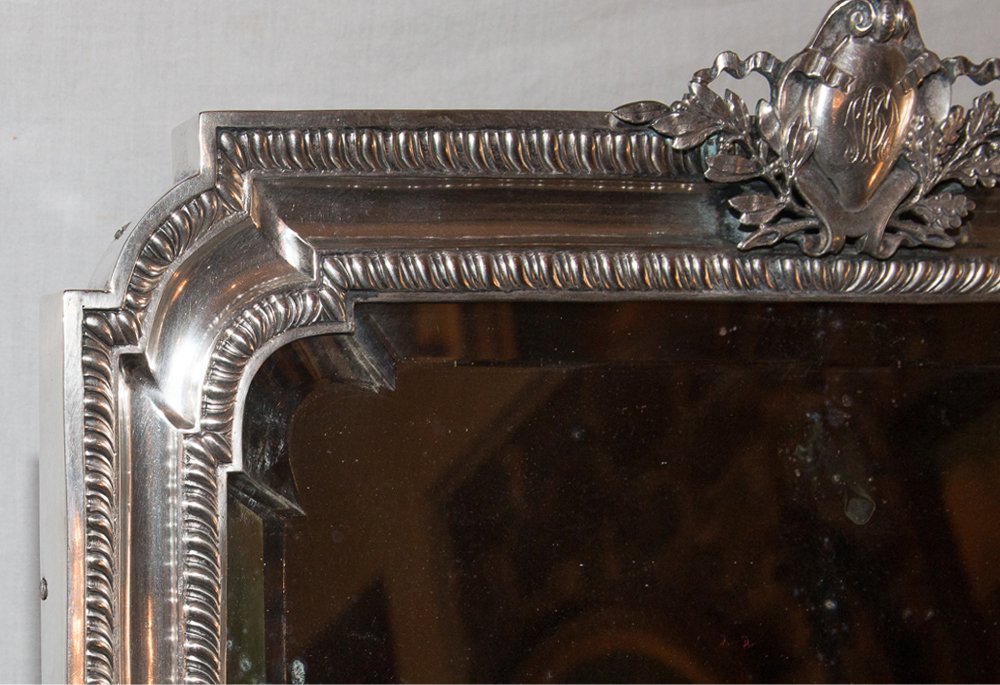 Large Italian Table Mirror In Sterling Silver 1900s-photo-8