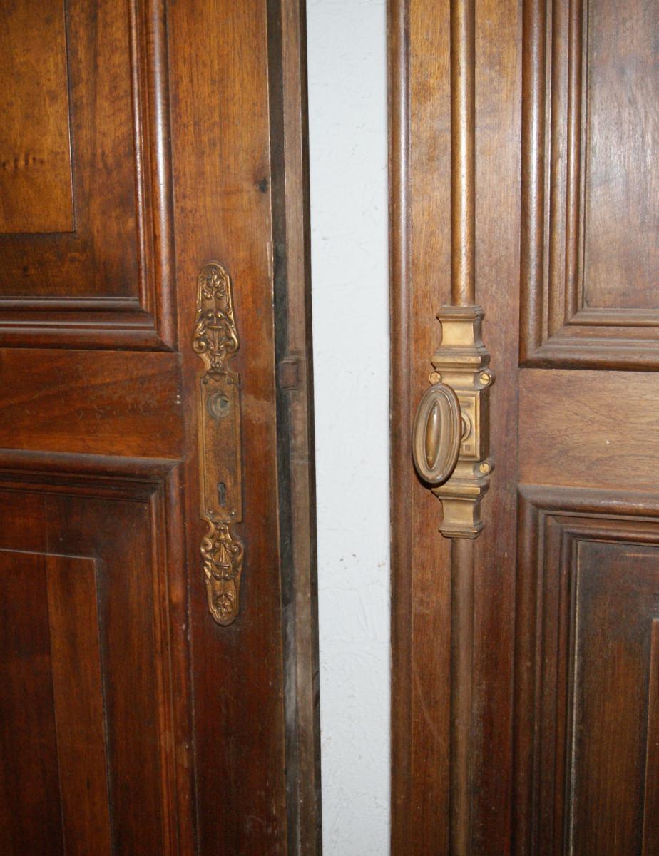 Great Pair Of Doors In Walnut Solid Early 20th Century-photo-3