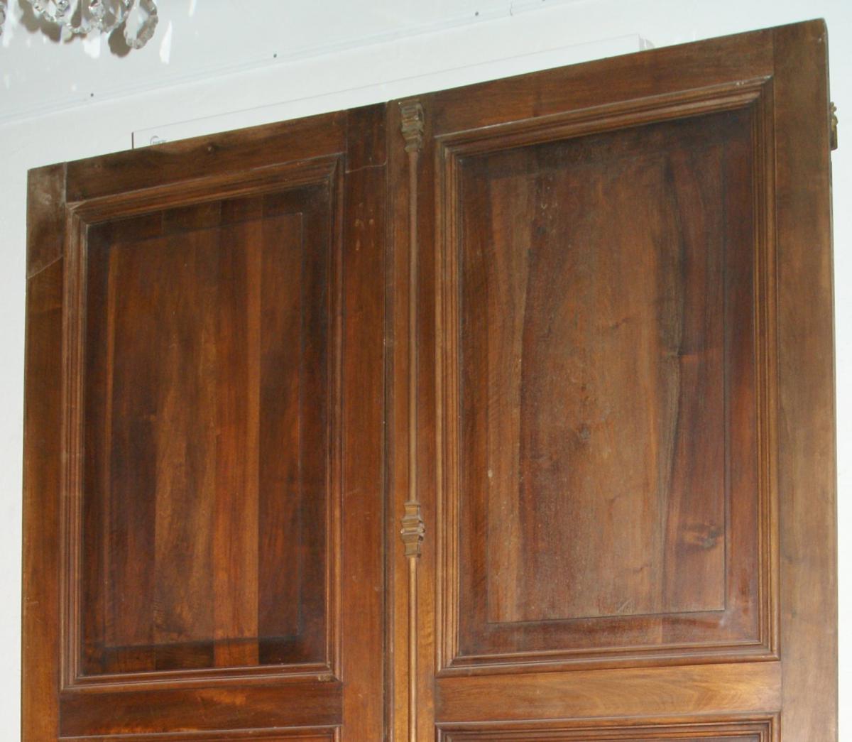 Great Pair Of Doors In Walnut Solid Early 20th Century-photo-4