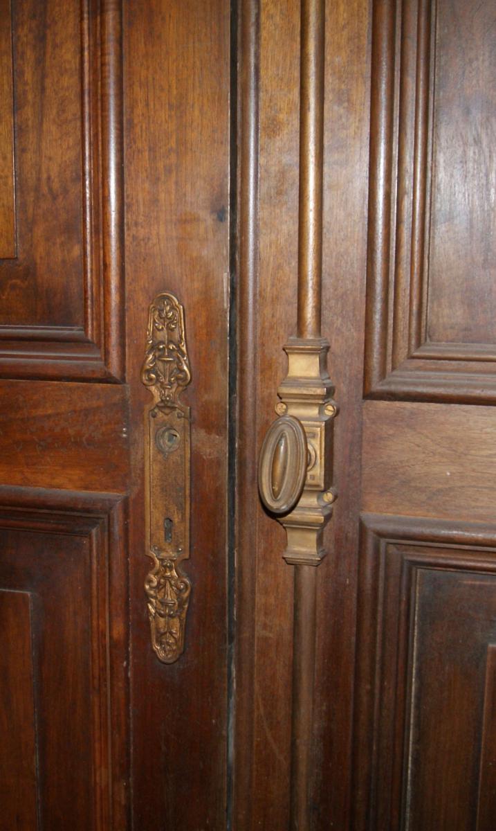 Great Pair Of Doors In Walnut Solid Early 20th Century-photo-6