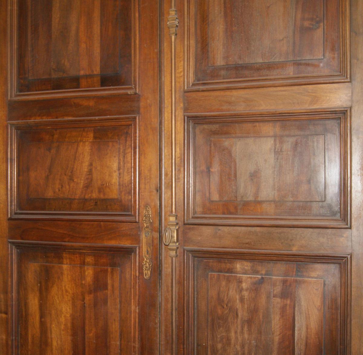 Great Pair Of Doors In Walnut Solid Early 20th Century-photo-7