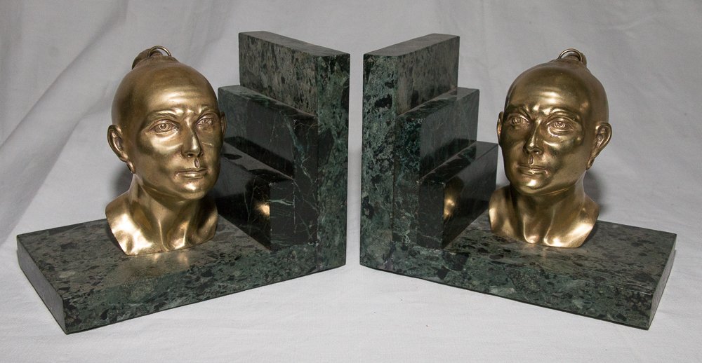 Bookends Signed Jamar Art Deco Period-photo-3