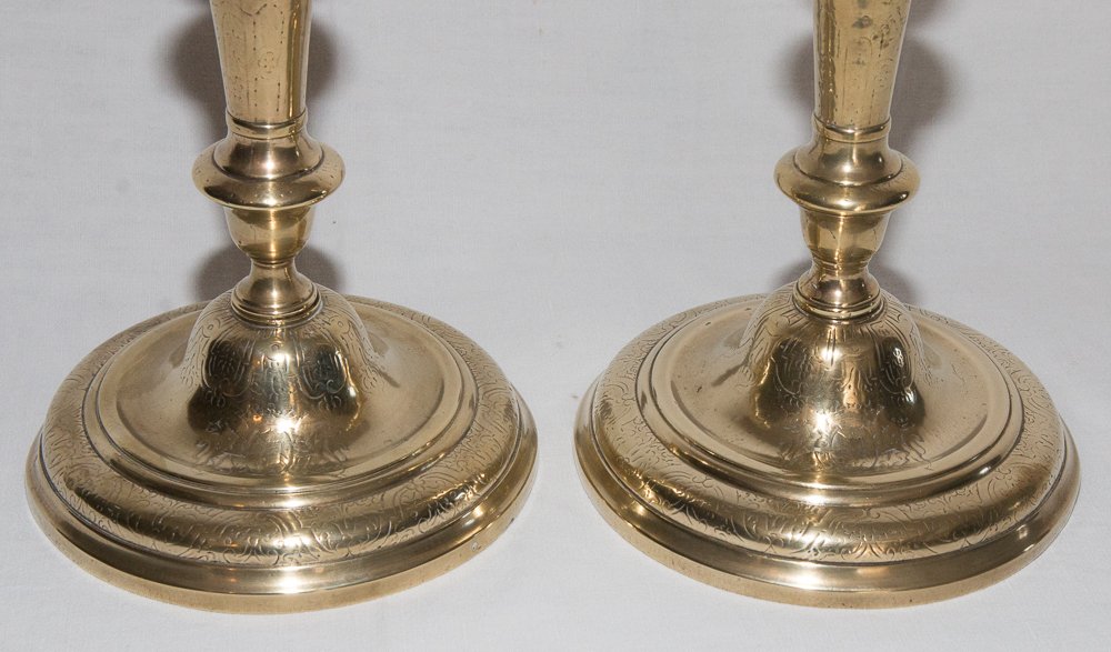 Pair Of Bronze Candlesticks, C Crowned 1745-1749-photo-3