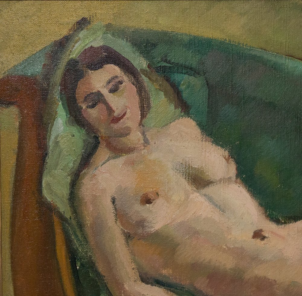   "Femme nue à la méridienne"- Jules CAVAILLES daté 1923-photo-2