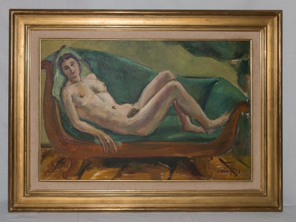   "Femme nue à la méridienne"- Jules CAVAILLES daté 1923