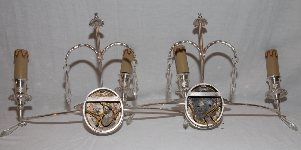 Pair Of Bronze Sconces English 19th Century Silver End-photo-5