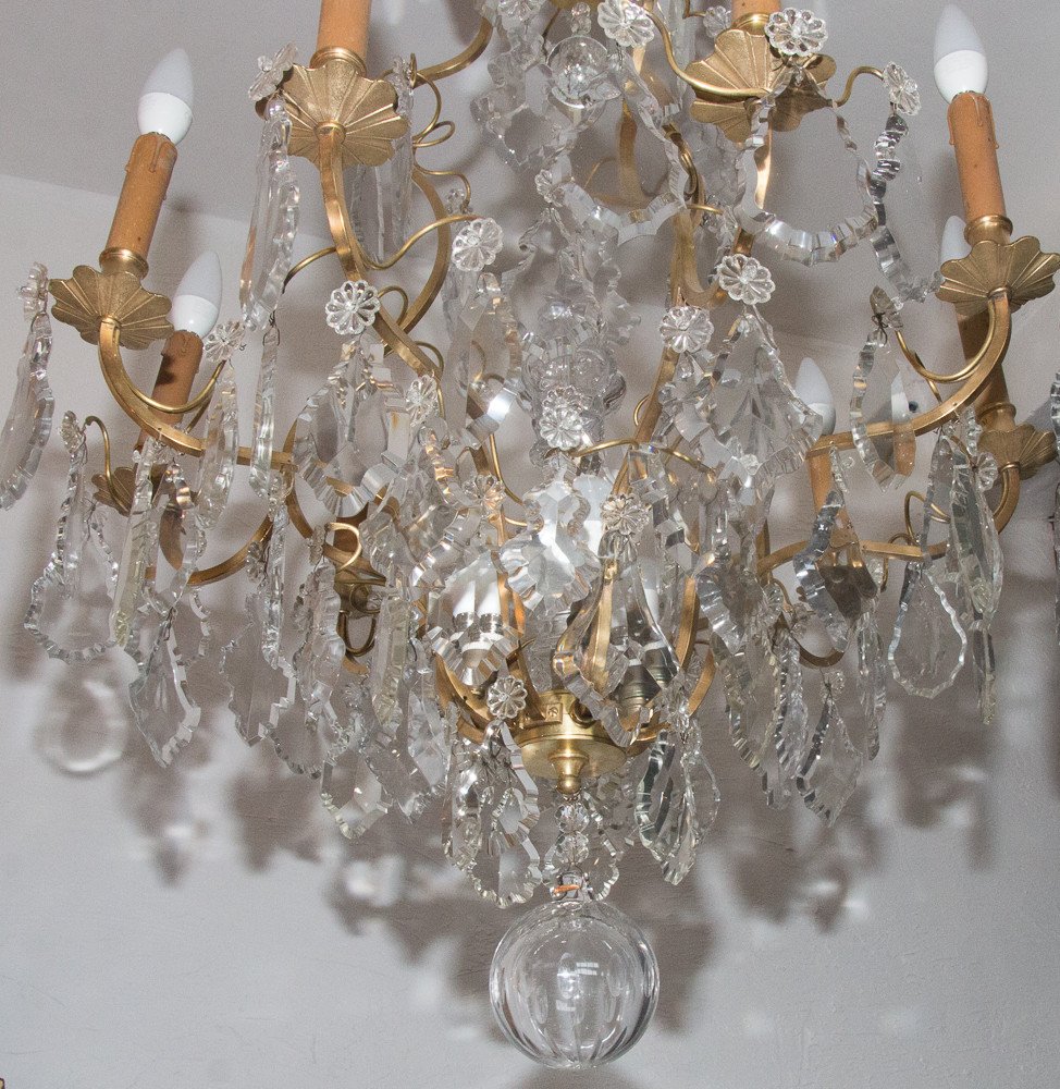 Louis XV Style Cage Chandelier In Bronze And Crystal Circa 1880-photo-5