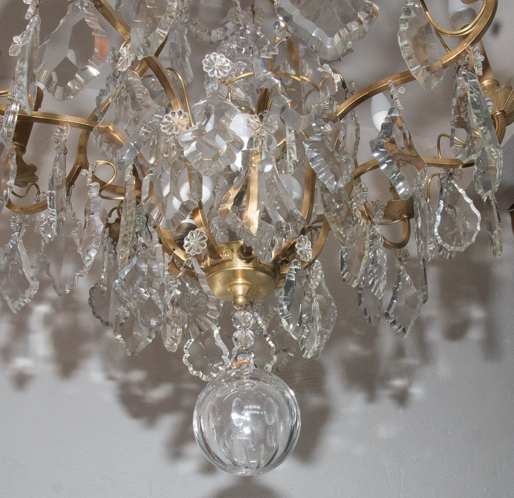 Louis XV Style Cage Chandelier In Bronze And Crystal Circa 1880-photo-7