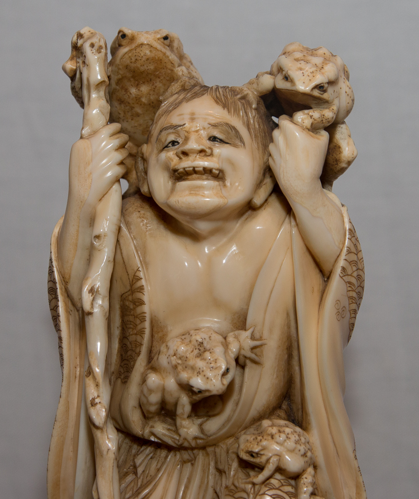 Sculpture Ivory Toad Man 19th Century Japan-photo-2