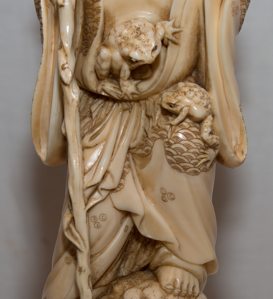 Sculpture Ivory Toad Man 19th Century Japan-photo-4