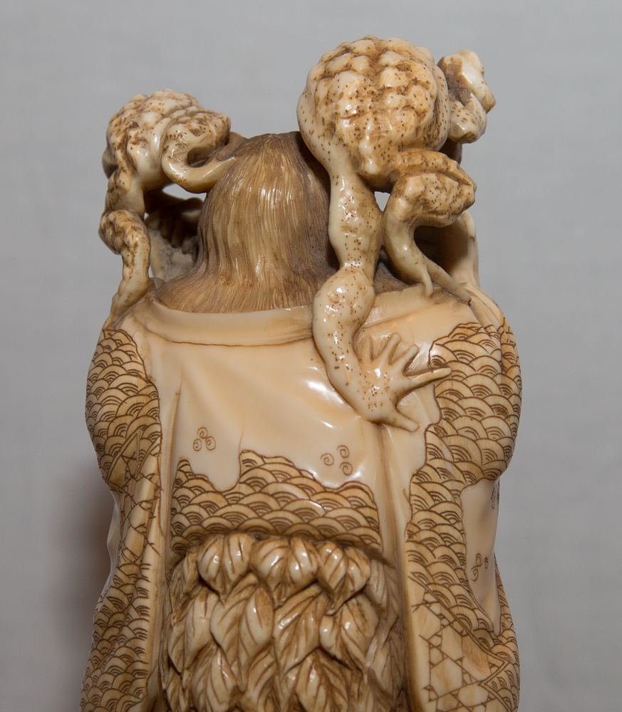 Sculpture Ivory Toad Man 19th Century Japan-photo-5
