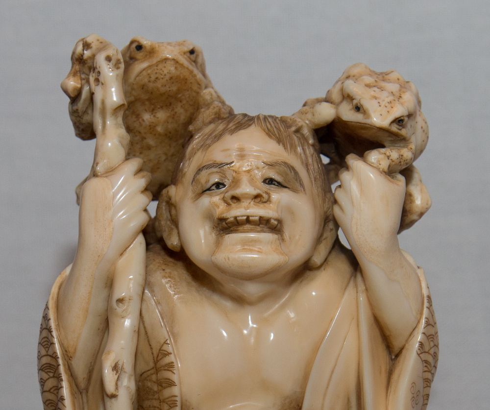 Sculpture Ivory Toad Man 19th Century Japan-photo-6