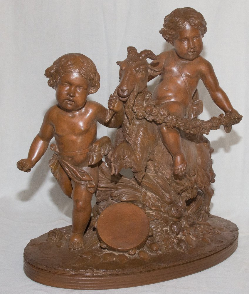 Terracotta Group Signed R Rod Circa 1900-photo-8