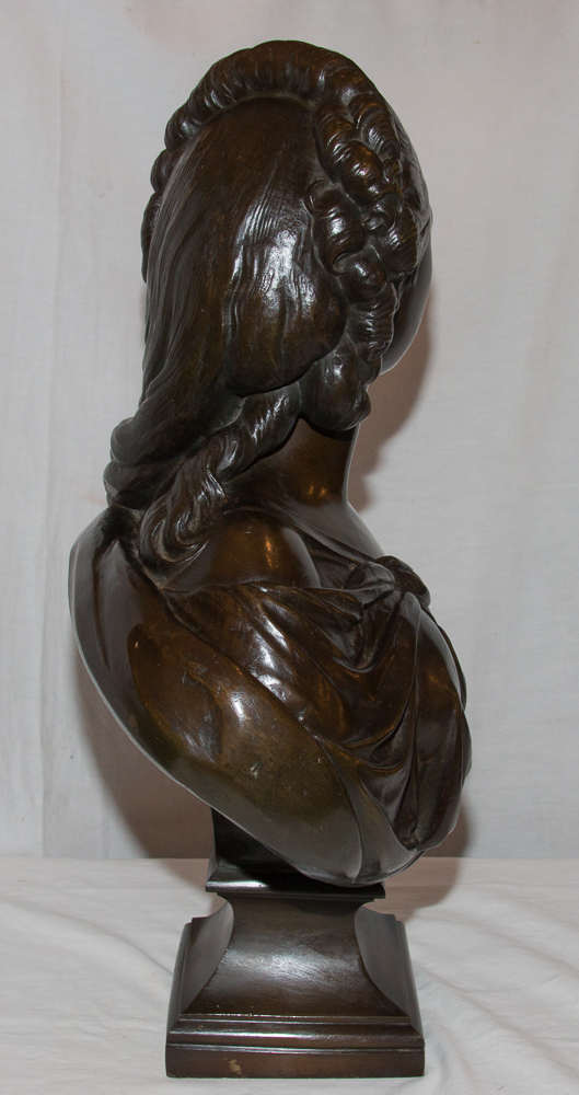 Large Bronze Bust "countess Du Barry" After Pajou Of 19th Century-photo-1