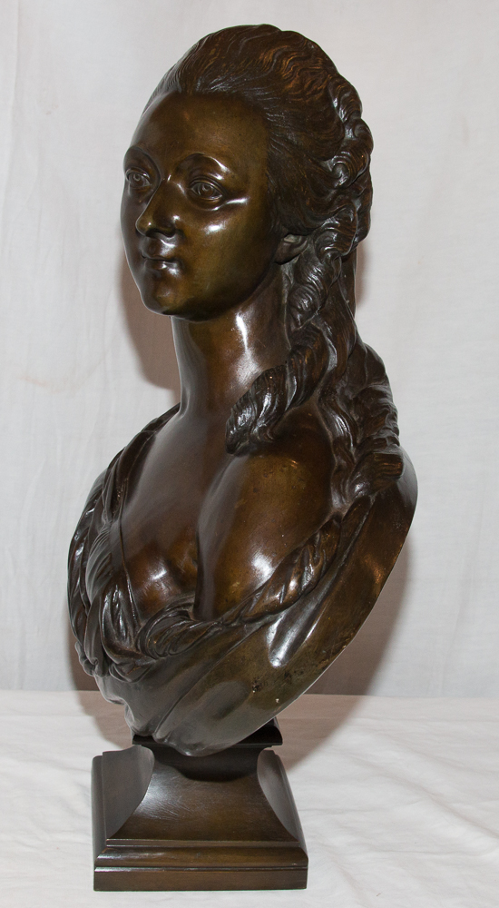 Large Bronze Bust "countess Du Barry" After Pajou Of 19th Century-photo-3