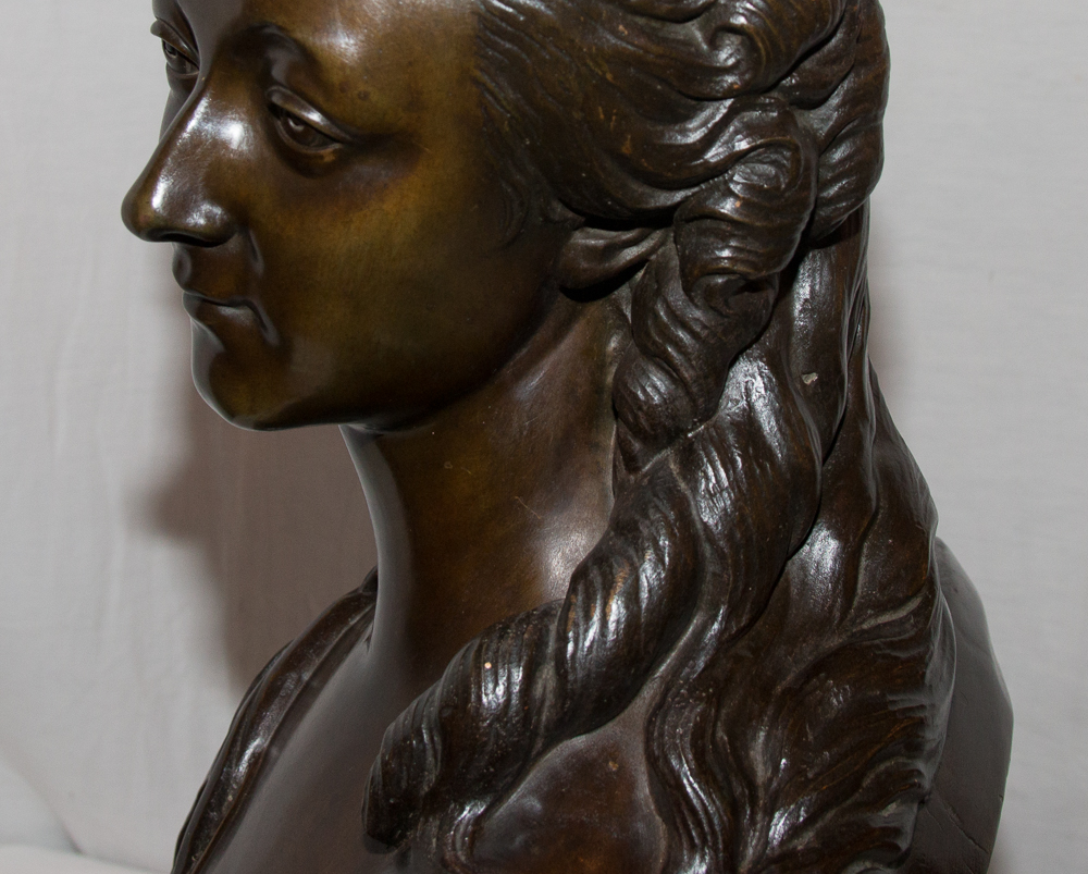 Large Bronze Bust "countess Du Barry" After Pajou Of 19th Century-photo-7
